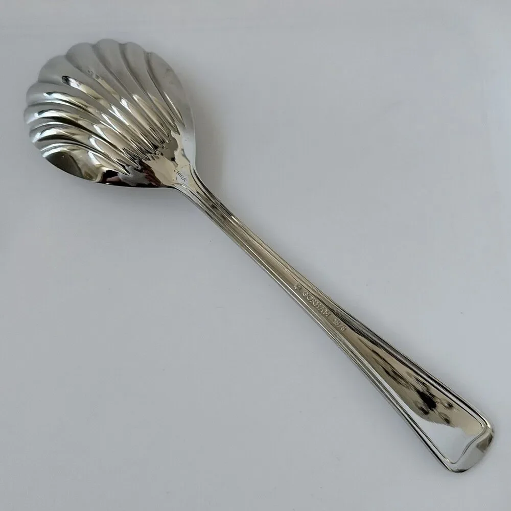 5pc GORHAM Monet Frosted Stainless Hostess Set Serving Glossy Satin 18/8